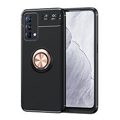 Silikon Hülle Handyhülle Ultra Dünn Schutzhülle Tasche Flexible mit Magnetisch Fingerring Ständer SD1 für Realme GT Master 5G Gold und Schwarz