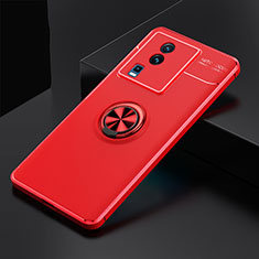 Silikon Hülle Handyhülle Ultra Dünn Schutzhülle Tasche Flexible mit Magnetisch Fingerring Ständer SD1 für Vivo iQOO Neo7 5G Rot