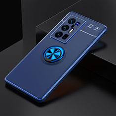 Silikon Hülle Handyhülle Ultra Dünn Schutzhülle Tasche Flexible mit Magnetisch Fingerring Ständer SD1 für Vivo X70 Pro+ Plus 5G Blau