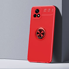 Silikon Hülle Handyhülle Ultra Dünn Schutzhülle Tasche Flexible mit Magnetisch Fingerring Ständer SD1 für Vivo Y31s 5G Rot