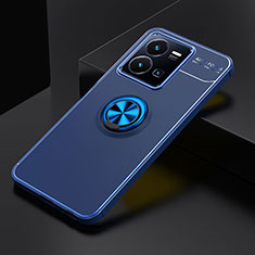 Silikon Hülle Handyhülle Ultra Dünn Schutzhülle Tasche Flexible mit Magnetisch Fingerring Ständer SD1 für Vivo Y35 4G Blau