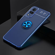 Silikon Hülle Handyhülle Ultra Dünn Schutzhülle Tasche Flexible mit Magnetisch Fingerring Ständer SD1 für Vivo Y51 (2021) Blau