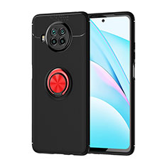 Silikon Hülle Handyhülle Ultra Dünn Schutzhülle Tasche Flexible mit Magnetisch Fingerring Ständer SD1 für Xiaomi Mi 10T Lite 5G Rot und Schwarz