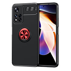 Silikon Hülle Handyhülle Ultra Dünn Schutzhülle Tasche Flexible mit Magnetisch Fingerring Ständer SD1 für Xiaomi Mi 11i 5G (2022) Rot und Schwarz