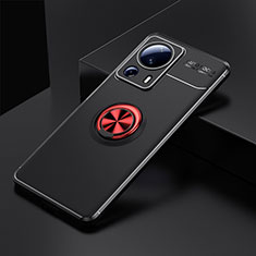 Silikon Hülle Handyhülle Ultra Dünn Schutzhülle Tasche Flexible mit Magnetisch Fingerring Ständer SD1 für Xiaomi Mi 12 Lite NE 5G Rot und Schwarz