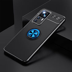 Silikon Hülle Handyhülle Ultra Dünn Schutzhülle Tasche Flexible mit Magnetisch Fingerring Ständer SD1 für Xiaomi Mi 12T 5G Blau und Schwarz