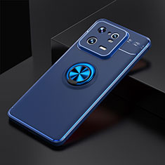 Silikon Hülle Handyhülle Ultra Dünn Schutzhülle Tasche Flexible mit Magnetisch Fingerring Ständer SD1 für Xiaomi Mi 13 Pro 5G Blau