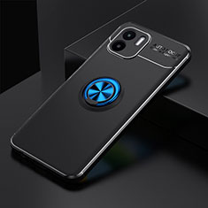 Silikon Hülle Handyhülle Ultra Dünn Schutzhülle Tasche Flexible mit Magnetisch Fingerring Ständer SD1 für Xiaomi Poco C50 Blau und Schwarz