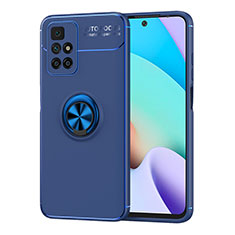 Silikon Hülle Handyhülle Ultra Dünn Schutzhülle Tasche Flexible mit Magnetisch Fingerring Ständer SD1 für Xiaomi Redmi 10 (2022) Blau