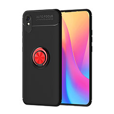 Silikon Hülle Handyhülle Ultra Dünn Schutzhülle Tasche Flexible mit Magnetisch Fingerring Ständer SD1 für Xiaomi Redmi 9i Rot und Schwarz