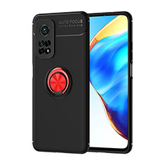 Silikon Hülle Handyhülle Ultra Dünn Schutzhülle Tasche Flexible mit Magnetisch Fingerring Ständer SD1 für Xiaomi Redmi K30S 5G Rot und Schwarz