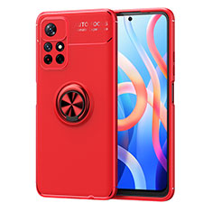 Silikon Hülle Handyhülle Ultra Dünn Schutzhülle Tasche Flexible mit Magnetisch Fingerring Ständer SD1 für Xiaomi Redmi Note 11 5G Rot