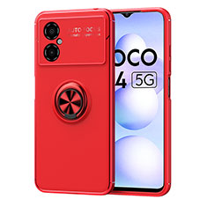 Silikon Hülle Handyhülle Ultra Dünn Schutzhülle Tasche Flexible mit Magnetisch Fingerring Ständer SD1 für Xiaomi Redmi Note 11R 5G Rot