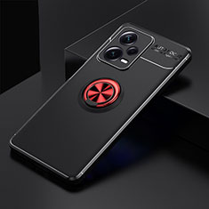 Silikon Hülle Handyhülle Ultra Dünn Schutzhülle Tasche Flexible mit Magnetisch Fingerring Ständer SD1 für Xiaomi Redmi Note 12 Explorer Rot und Schwarz