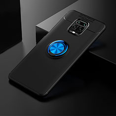 Silikon Hülle Handyhülle Ultra Dünn Schutzhülle Tasche Flexible mit Magnetisch Fingerring Ständer SD1 für Xiaomi Redmi Note 9 Pro Max Blau und Schwarz
