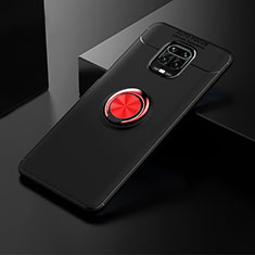 Silikon Hülle Handyhülle Ultra Dünn Schutzhülle Tasche Flexible mit Magnetisch Fingerring Ständer SD1 für Xiaomi Redmi Note 9 Pro Rot und Schwarz