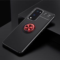 Silikon Hülle Handyhülle Ultra Dünn Schutzhülle Tasche Flexible mit Magnetisch Fingerring Ständer SD2 für OnePlus 9 Pro 5G Rot und Schwarz