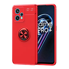 Silikon Hülle Handyhülle Ultra Dünn Schutzhülle Tasche Flexible mit Magnetisch Fingerring Ständer SD2 für Realme 9 Pro+ Plus 5G Rot