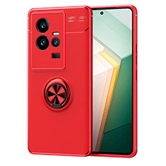 Silikon Hülle Handyhülle Ultra Dünn Schutzhülle Tasche Flexible mit Magnetisch Fingerring Ständer SD2 für Vivo iQOO 11 5G Rot