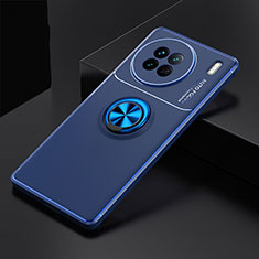 Silikon Hülle Handyhülle Ultra Dünn Schutzhülle Tasche Flexible mit Magnetisch Fingerring Ständer SD2 für Vivo X90 5G Blau