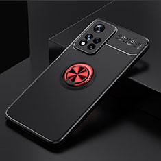 Silikon Hülle Handyhülle Ultra Dünn Schutzhülle Tasche Flexible mit Magnetisch Fingerring Ständer SD2 für Xiaomi Mi 11i 5G (2022) Rot und Schwarz