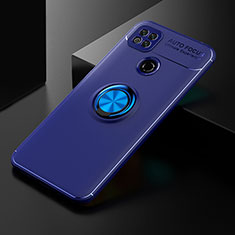 Silikon Hülle Handyhülle Ultra Dünn Schutzhülle Tasche Flexible mit Magnetisch Fingerring Ständer SD2 für Xiaomi POCO C3 Blau