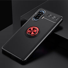 Silikon Hülle Handyhülle Ultra Dünn Schutzhülle Tasche Flexible mit Magnetisch Fingerring Ständer SD2 für Xiaomi Poco F3 GT 5G Rot und Schwarz