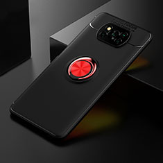 Silikon Hülle Handyhülle Ultra Dünn Schutzhülle Tasche Flexible mit Magnetisch Fingerring Ständer SD2 für Xiaomi Poco X3 Rot und Schwarz