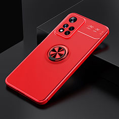 Silikon Hülle Handyhülle Ultra Dünn Schutzhülle Tasche Flexible mit Magnetisch Fingerring Ständer SD2 für Xiaomi Poco X4 NFC Rot