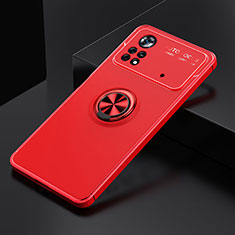 Silikon Hülle Handyhülle Ultra Dünn Schutzhülle Tasche Flexible mit Magnetisch Fingerring Ständer SD2 für Xiaomi Poco X4 Pro 5G Rot