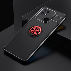 Silikon Hülle Handyhülle Ultra Dünn Schutzhülle Tasche Flexible mit Magnetisch Fingerring Ständer SD2 für Xiaomi Redmi 10 India Rot und Schwarz