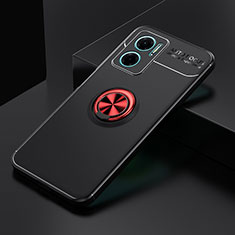Silikon Hülle Handyhülle Ultra Dünn Schutzhülle Tasche Flexible mit Magnetisch Fingerring Ständer SD2 für Xiaomi Redmi 11 Prime 5G Rot und Schwarz