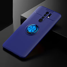 Silikon Hülle Handyhülle Ultra Dünn Schutzhülle Tasche Flexible mit Magnetisch Fingerring Ständer SD2 für Xiaomi Redmi 9 Prime India Blau