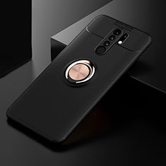 Silikon Hülle Handyhülle Ultra Dünn Schutzhülle Tasche Flexible mit Magnetisch Fingerring Ständer SD2 für Xiaomi Redmi 9 Prime India Gold und Schwarz