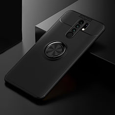 Silikon Hülle Handyhülle Ultra Dünn Schutzhülle Tasche Flexible mit Magnetisch Fingerring Ständer SD2 für Xiaomi Redmi 9 Prime India Schwarz