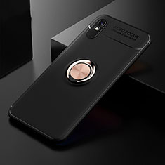 Silikon Hülle Handyhülle Ultra Dünn Schutzhülle Tasche Flexible mit Magnetisch Fingerring Ständer SD2 für Xiaomi Redmi 9AT Gold und Schwarz