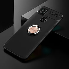 Silikon Hülle Handyhülle Ultra Dünn Schutzhülle Tasche Flexible mit Magnetisch Fingerring Ständer SD2 für Xiaomi Redmi 9C Gold und Schwarz