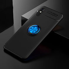 Silikon Hülle Handyhülle Ultra Dünn Schutzhülle Tasche Flexible mit Magnetisch Fingerring Ständer SD2 für Xiaomi Redmi 9i Blau und Schwarz