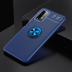Silikon Hülle Handyhülle Ultra Dünn Schutzhülle Tasche Flexible mit Magnetisch Fingerring Ständer SD2 für Xiaomi Redmi 9T 4G Blau