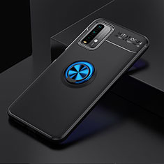 Silikon Hülle Handyhülle Ultra Dünn Schutzhülle Tasche Flexible mit Magnetisch Fingerring Ständer SD2 für Xiaomi Redmi 9T 4G Blau und Schwarz