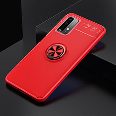 Silikon Hülle Handyhülle Ultra Dünn Schutzhülle Tasche Flexible mit Magnetisch Fingerring Ständer SD2 für Xiaomi Redmi 9T 4G Rot