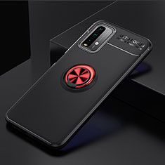 Silikon Hülle Handyhülle Ultra Dünn Schutzhülle Tasche Flexible mit Magnetisch Fingerring Ständer SD2 für Xiaomi Redmi 9T 4G Rot und Schwarz