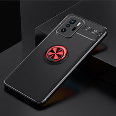 Silikon Hülle Handyhülle Ultra Dünn Schutzhülle Tasche Flexible mit Magnetisch Fingerring Ständer SD2 für Xiaomi Redmi Note 10 Pro 5G Rot und Schwarz