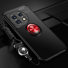 Silikon Hülle Handyhülle Ultra Dünn Schutzhülle Tasche Flexible mit Magnetisch Fingerring Ständer SD3 für OnePlus Ace 2 5G Rot und Schwarz