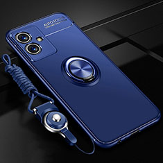 Silikon Hülle Handyhülle Ultra Dünn Schutzhülle Tasche Flexible mit Magnetisch Fingerring Ständer SD3 für Vivo iQOO Z6 5G Blau