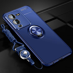 Silikon Hülle Handyhülle Ultra Dünn Schutzhülle Tasche Flexible mit Magnetisch Fingerring Ständer SD3 für Vivo V25 Pro 5G Blau