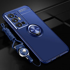Silikon Hülle Handyhülle Ultra Dünn Schutzhülle Tasche Flexible mit Magnetisch Fingerring Ständer SD3 für Vivo X70 Pro+ Plus 5G Blau