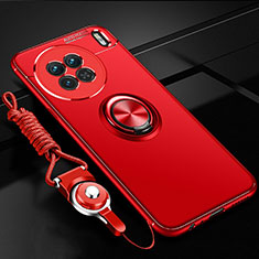 Silikon Hülle Handyhülle Ultra Dünn Schutzhülle Tasche Flexible mit Magnetisch Fingerring Ständer SD3 für Vivo X90 5G Rot