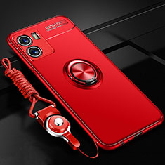 Silikon Hülle Handyhülle Ultra Dünn Schutzhülle Tasche Flexible mit Magnetisch Fingerring Ständer SD3 für Vivo Y32t Rot