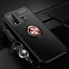 Silikon Hülle Handyhülle Ultra Dünn Schutzhülle Tasche Flexible mit Magnetisch Fingerring Ständer SD3 für Vivo Y50 Gold und Schwarz